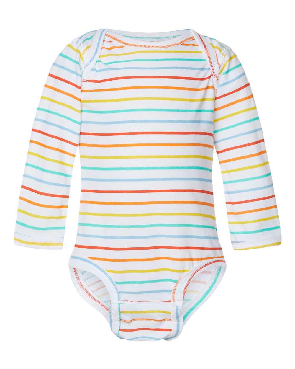 Long sleeve baby bodysuit in Rainbow Stripe