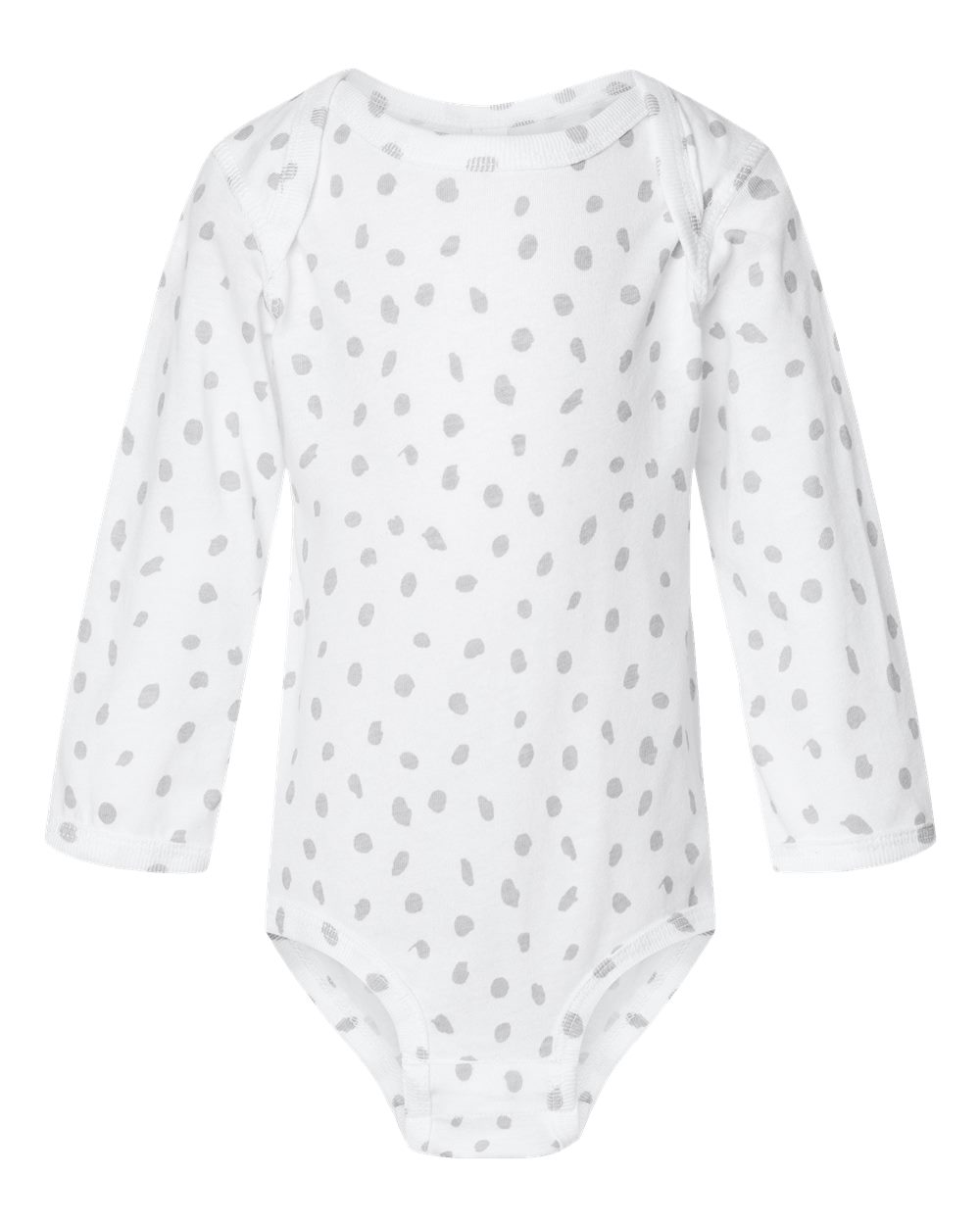 Long sleeve baby bodysuit in White Spot