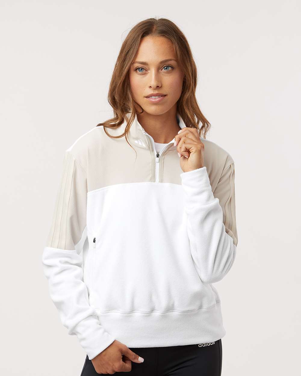 adidas Women's Fleece 1/4-Zip Pullover in Alumina - custom logo apparel by Buckeye Branding Co.