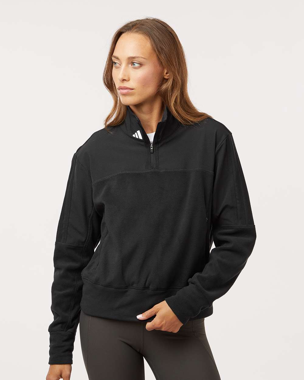 adidas Women's Fleece 1/4-Zip Pullover in Black - custom logo apparel by Buckeye Branding Co.