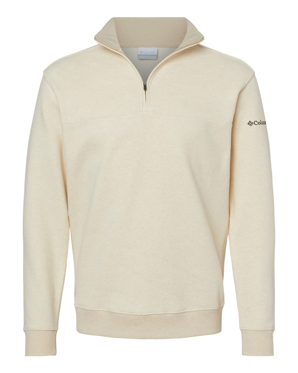 Columbia Men's Hart Mountain II Half-Zip Pullover in Oatmeal Heather - custom logo apparel by Buckeye Branding Co.