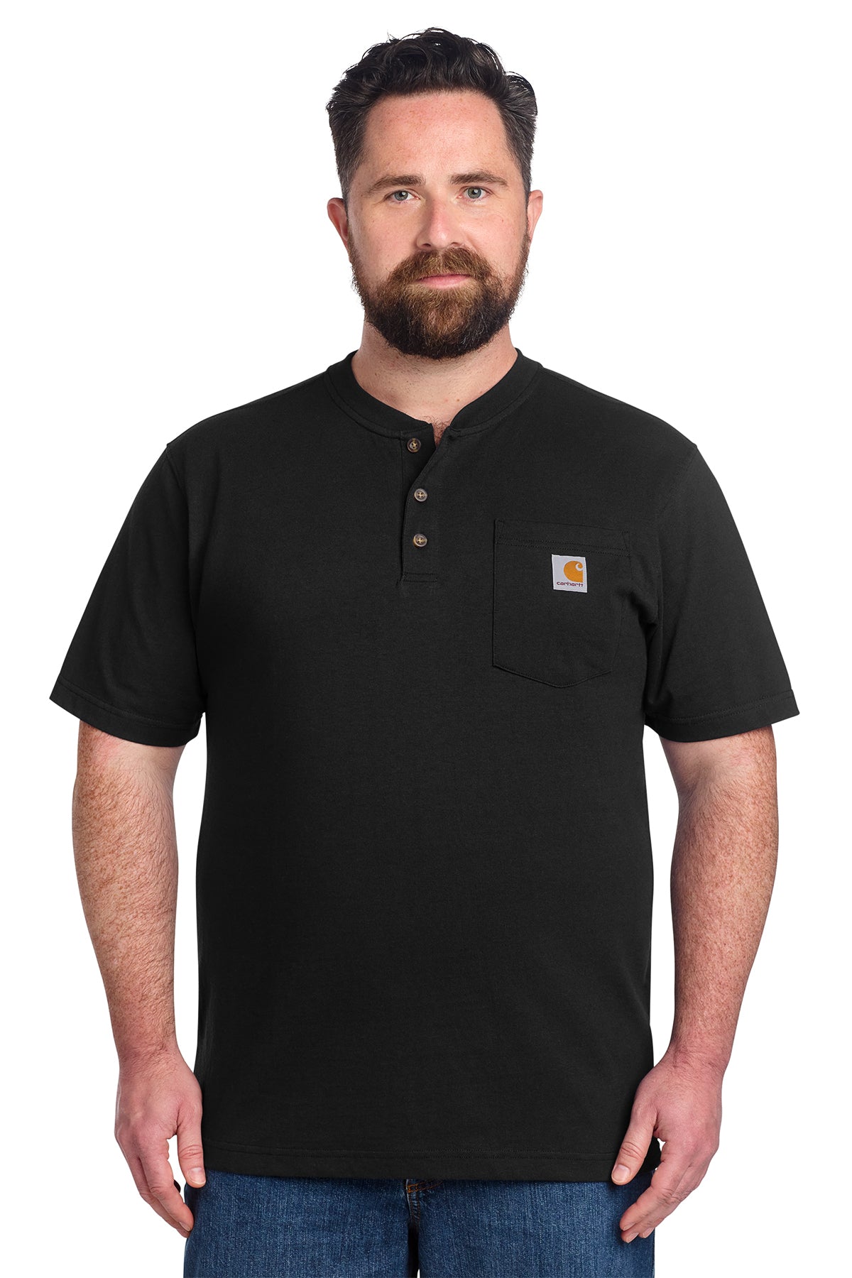 Carhartt Short Sleeve Henley T-Shirt in Black - custom logo apparel by Buckeye Branding Co.