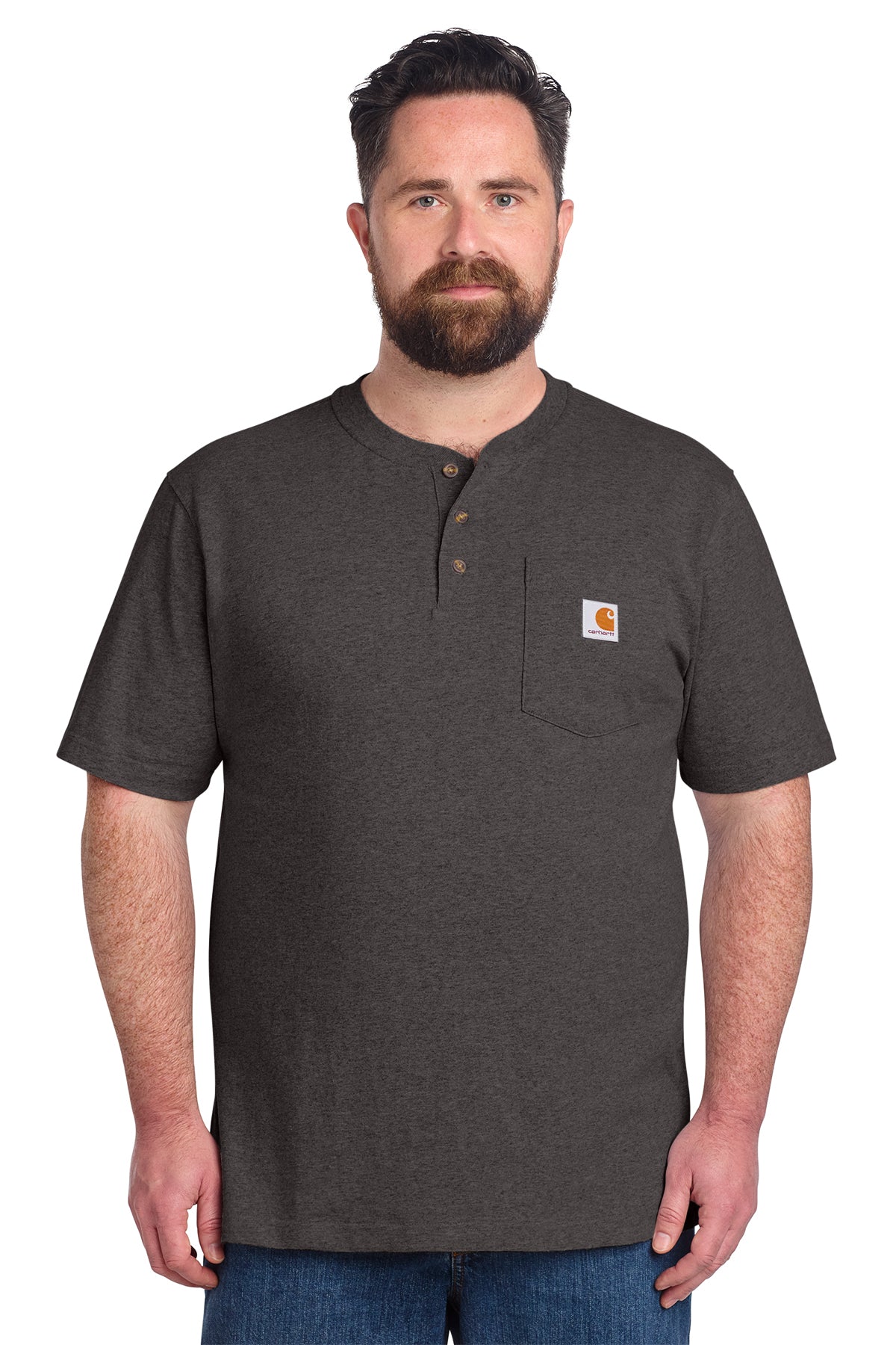 Carhartt Short Sleeve Henley T-Shirt in Carbon Heather - custom logo apparel by Buckeye Branding Co.