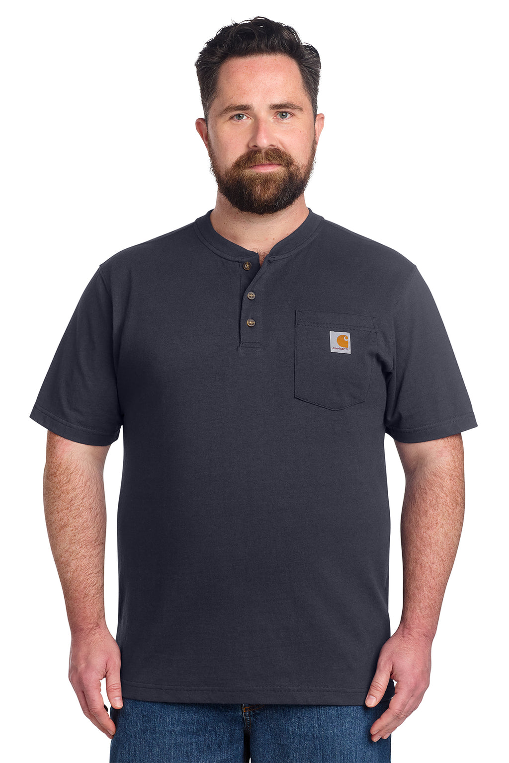 Carhartt Short Sleeve Henley T-Shirt in Navy - custom logo apparel by Buckeye Branding Co.