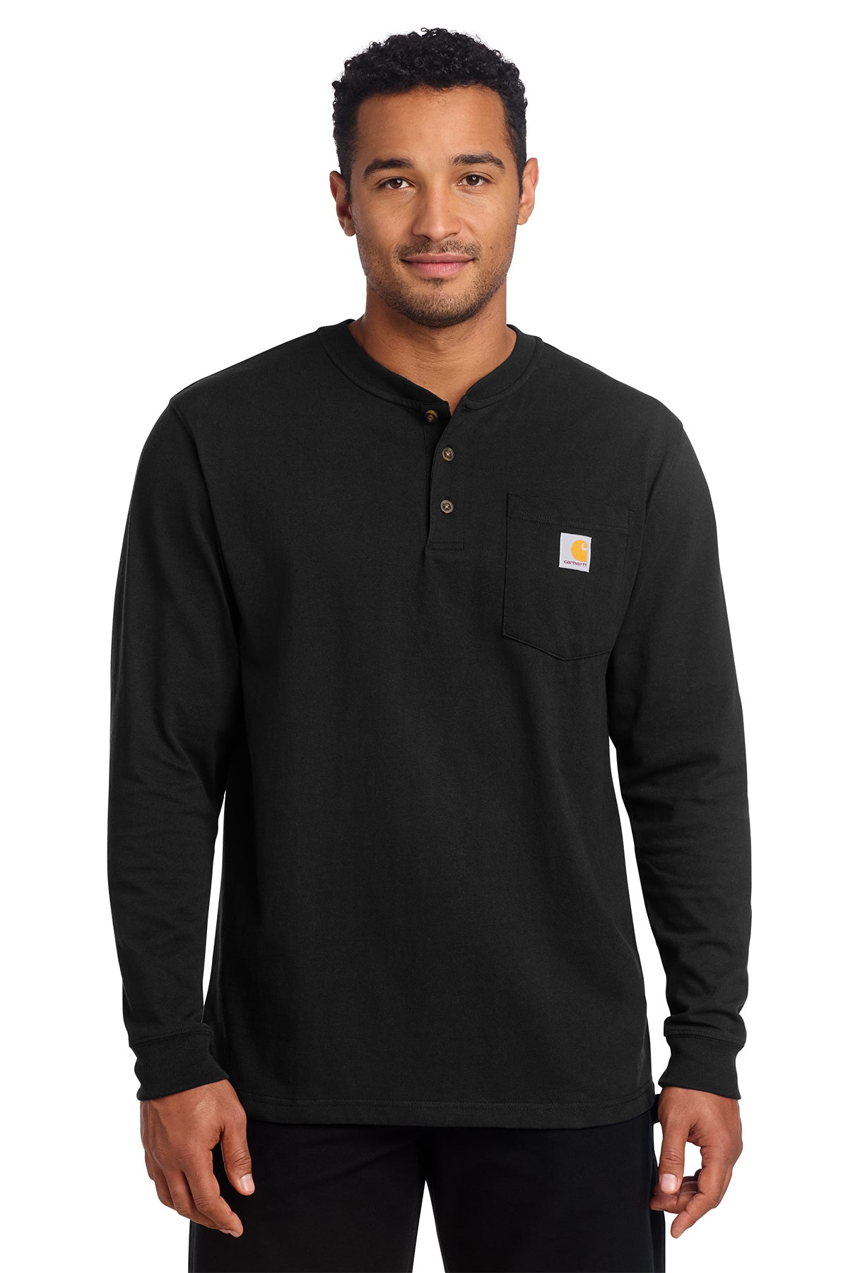 Carhartt Long Sleeve Henley T-Shirt in Black - custom logo apparel by Buckeye Branding Co.