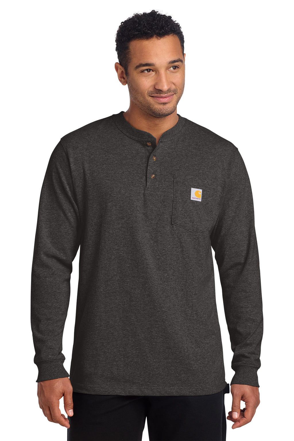 Carhartt Long Sleeve Henley T-Shirt in Carbon Heather - custom logo apparel by Buckeye Branding Co.