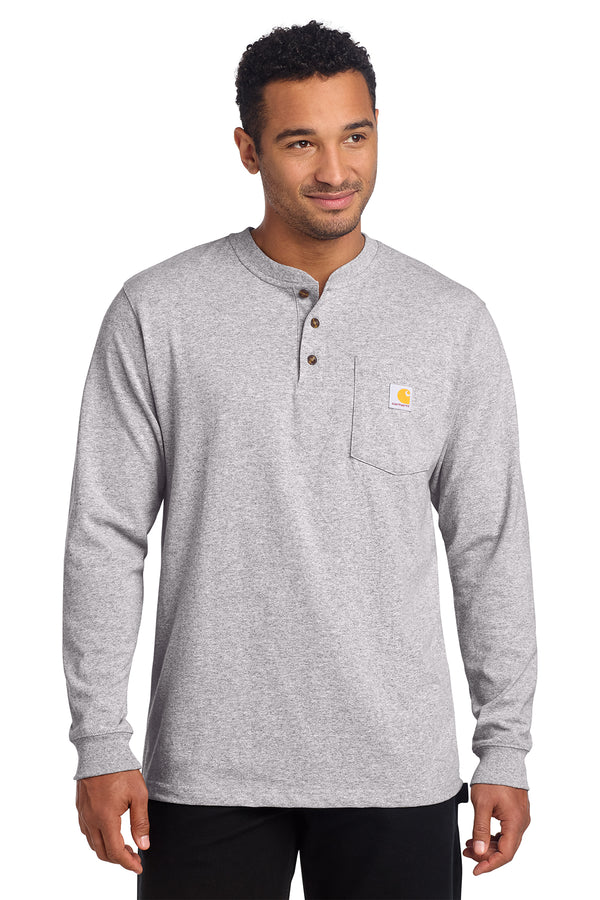 Carhartt Long Sleeve Henley T-Shirt in Heather Grey - custom logo apparel by Buckeye Branding Co.