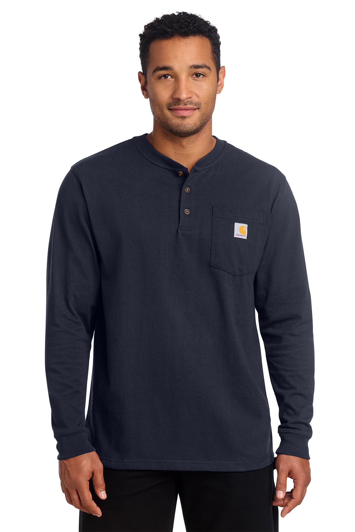 Carhartt Long Sleeve Henley T-Shirt in Navy - custom logo apparel by Buckeye Branding Co.