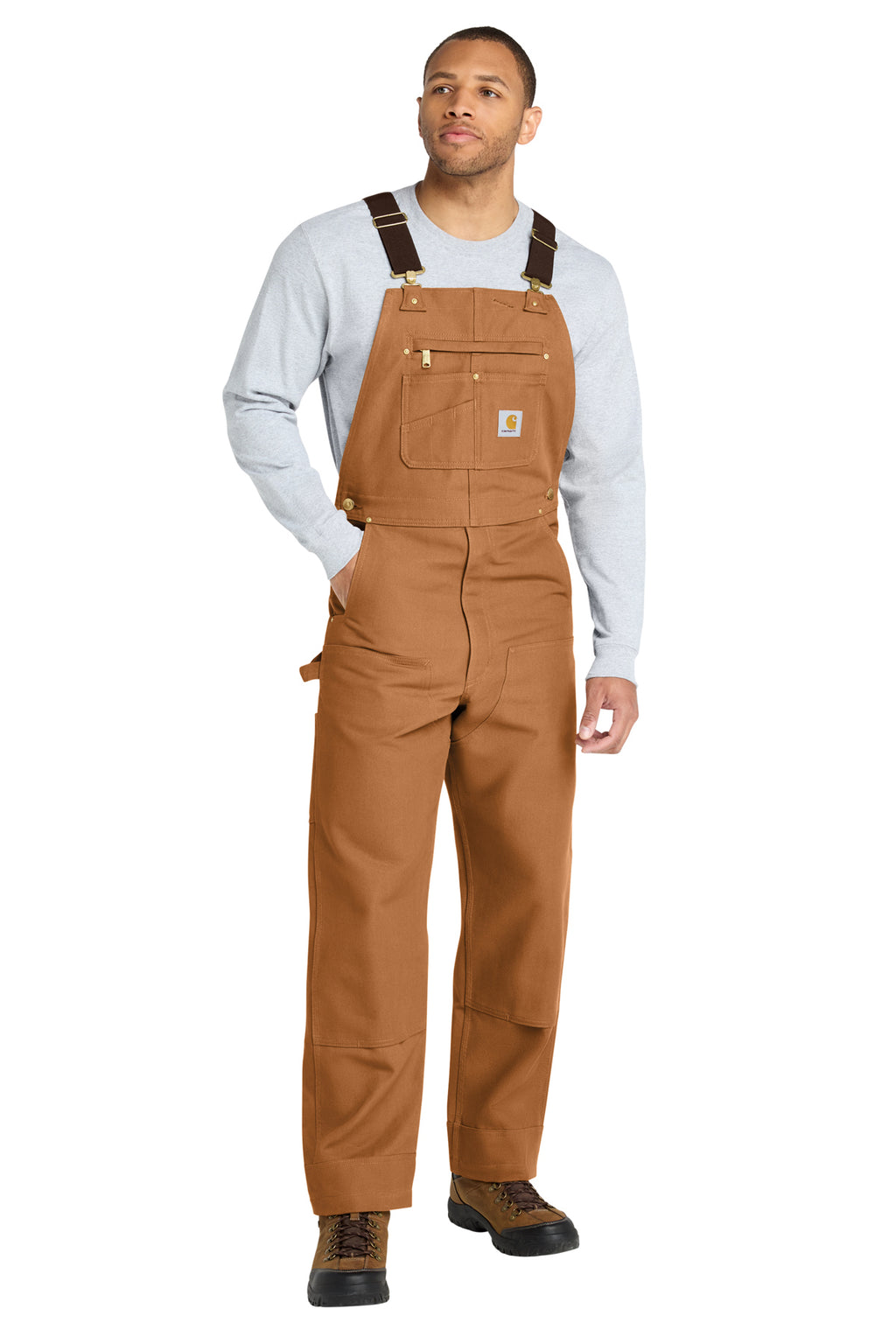 Carhartt Duck Unlined Bib Overalls in Carhartt Brown - custom logo apparel by Buckeye Branding Co.