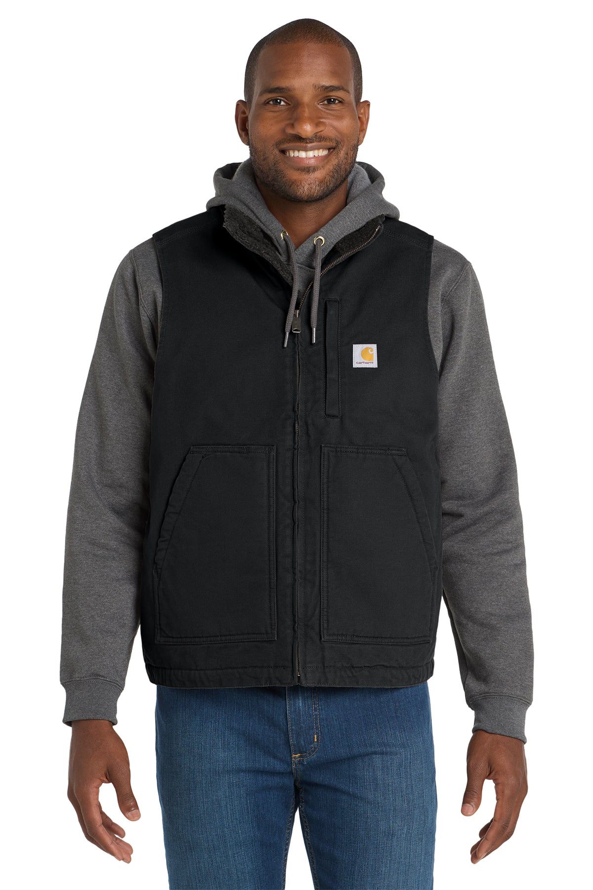 Carhartt Sherpa-Lined Mock Neck Vest in Black - custom logo apparel by Buckeye Branding Co.