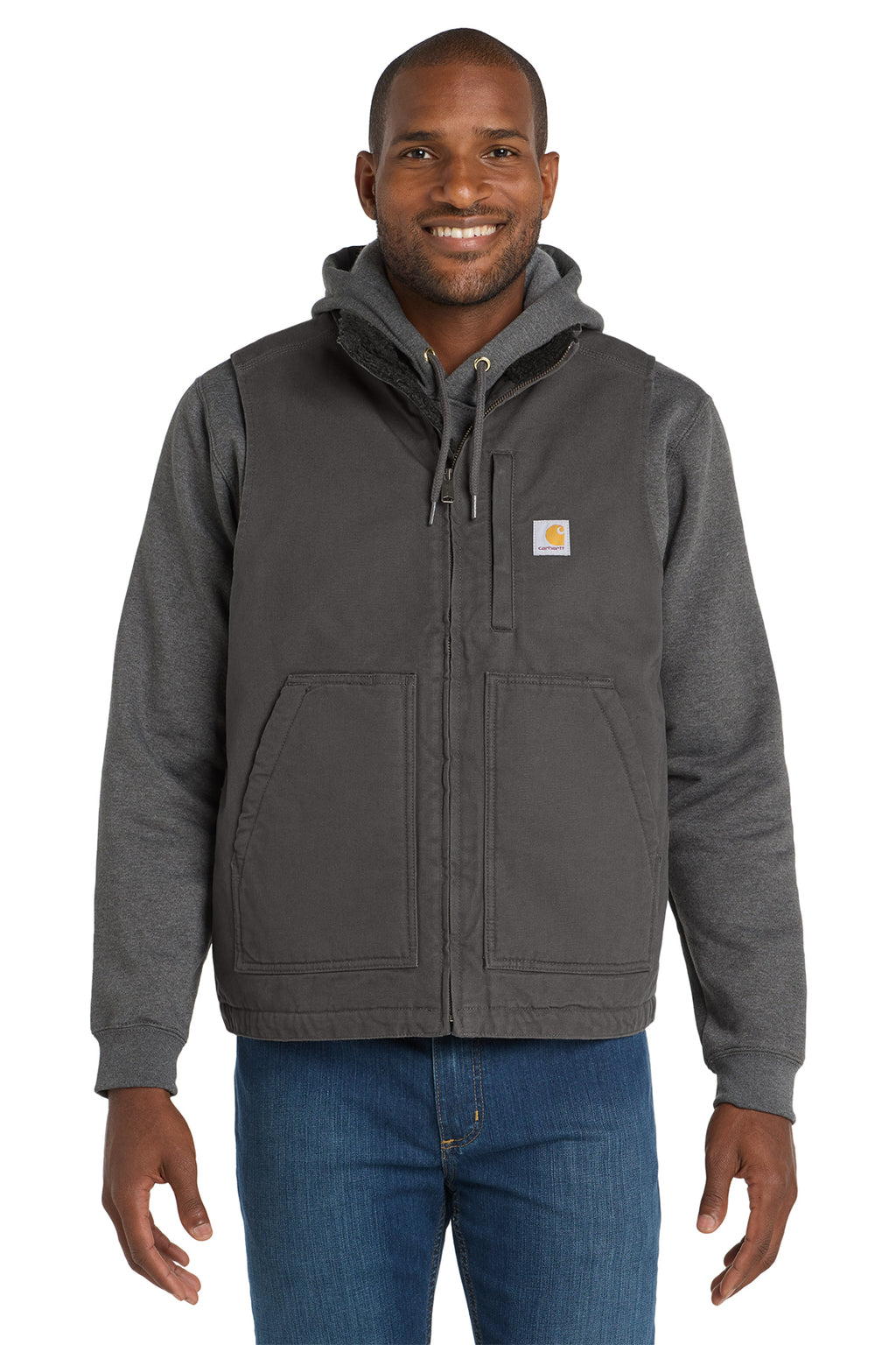 Carhartt Sherpa-Lined Mock Neck Vest in Gravel - custom logo apparel by Buckeye Branding Co.