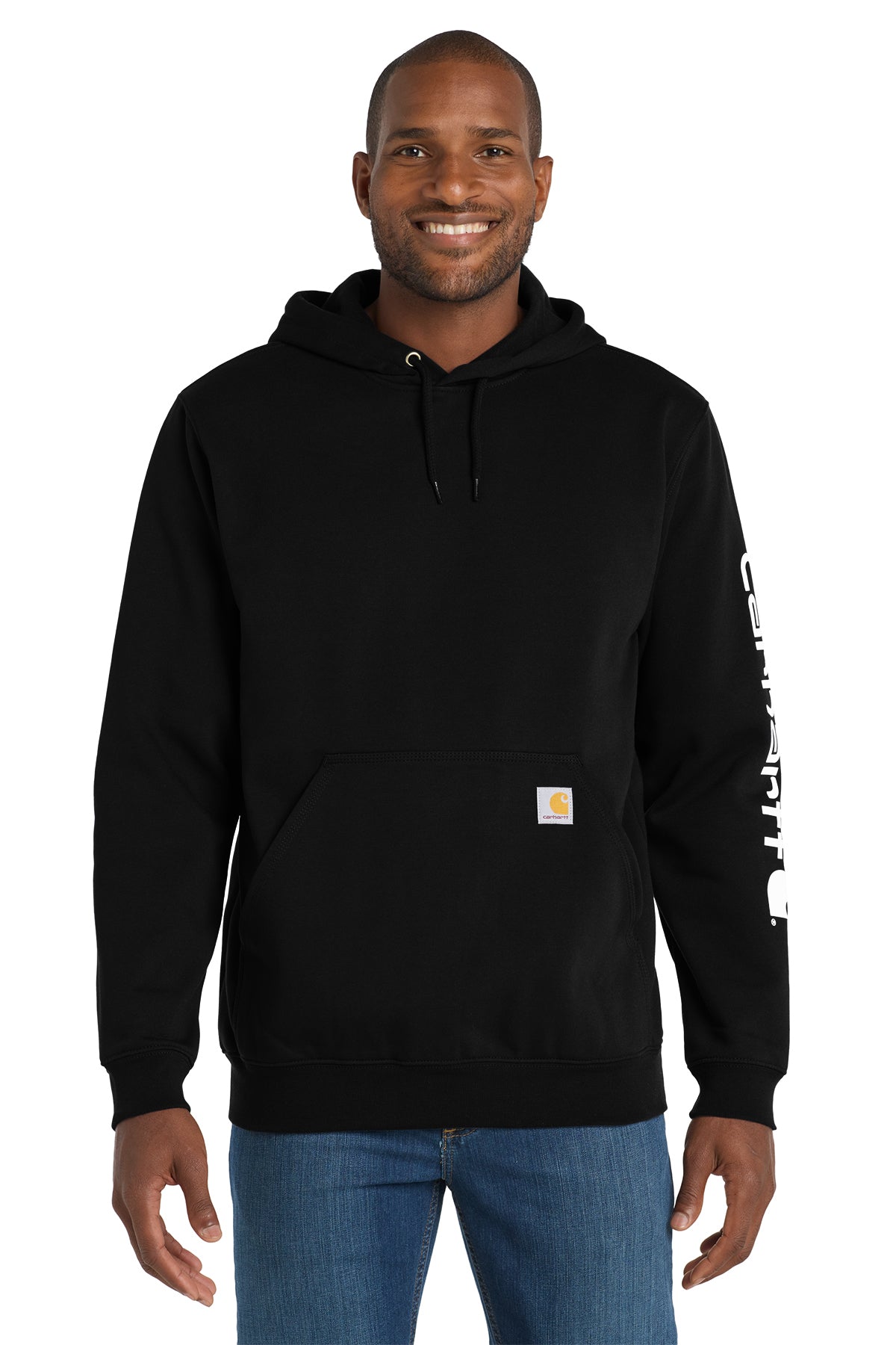 Carhartt Midweight Hooded Logo Sweatshirt in Black - custom logo apparel by Buckeye Branding Co.