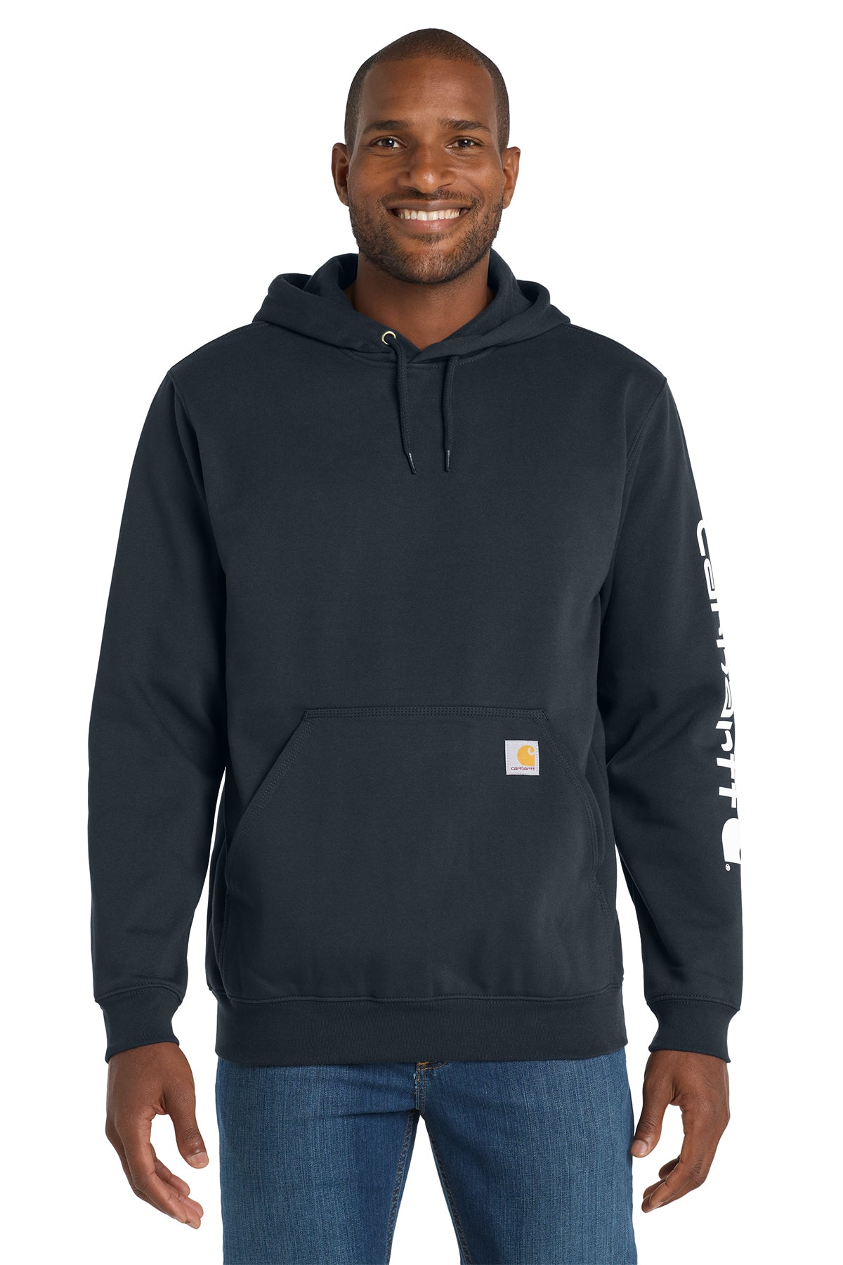 Carhartt Midweight Hooded Logo Sweatshirt in New Navy - custom logo apparel by Buckeye Branding Co.
