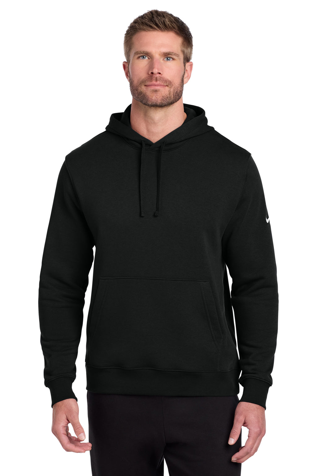 Nike Club Fleece Sleeve Swoosh Pullover Hoodie in Black - custom logo apparel by Buckeye Branding Co.