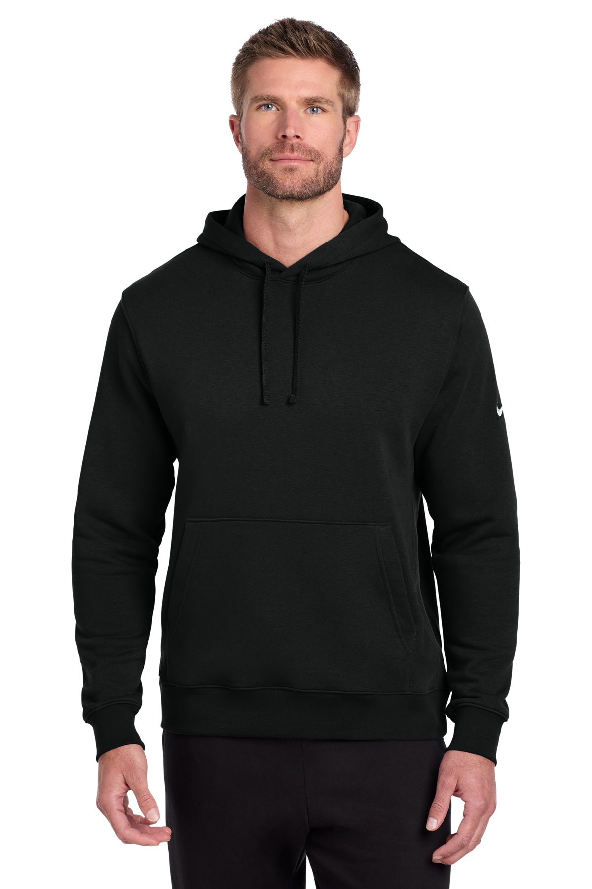 Nike Club Fleece Sleeve Swoosh Pullover Hoodie in Black - custom logo apparel by Buckeye Branding Co.