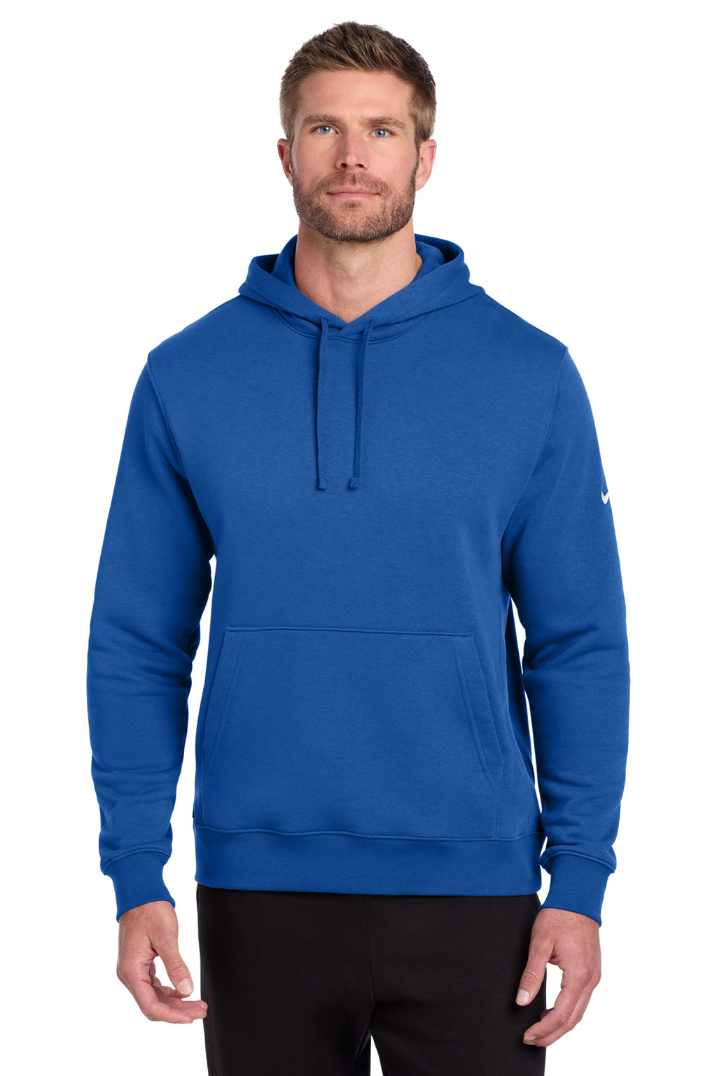 Nike Club Fleece Sleeve Swoosh Pullover Hoodie in Game Royal - custom logo apparel by Buckeye Branding Co.