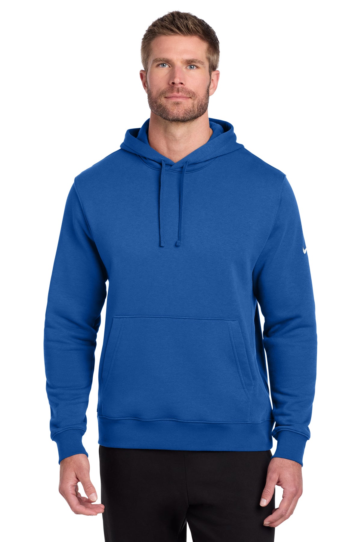 Nike Club Fleece Sleeve Swoosh Pullover Hoodie in Game Royal - custom logo apparel by Buckeye Branding Co.