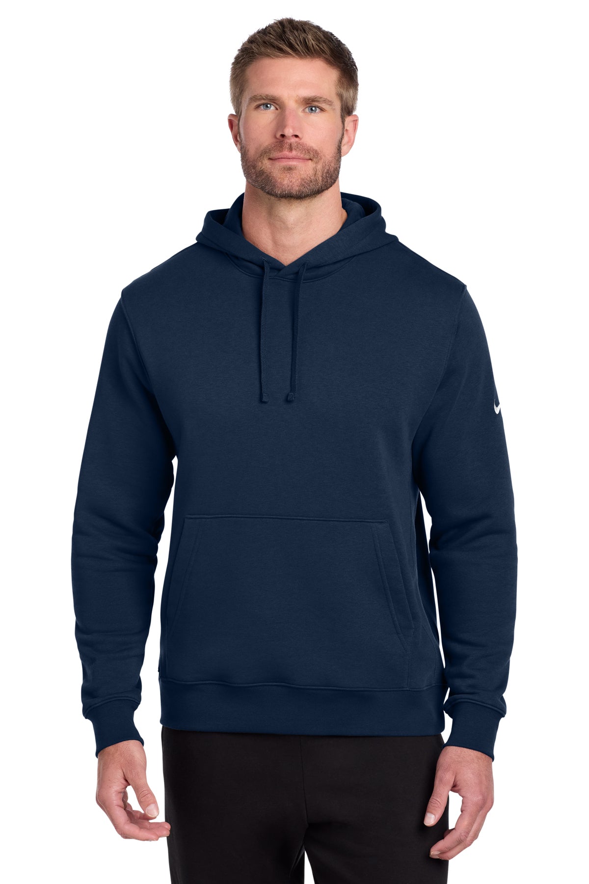 Nike Club Fleece Sleeve Swoosh Pullover Hoodie in Midnight Navy - custom logo apparel by Buckeye Branding Co.