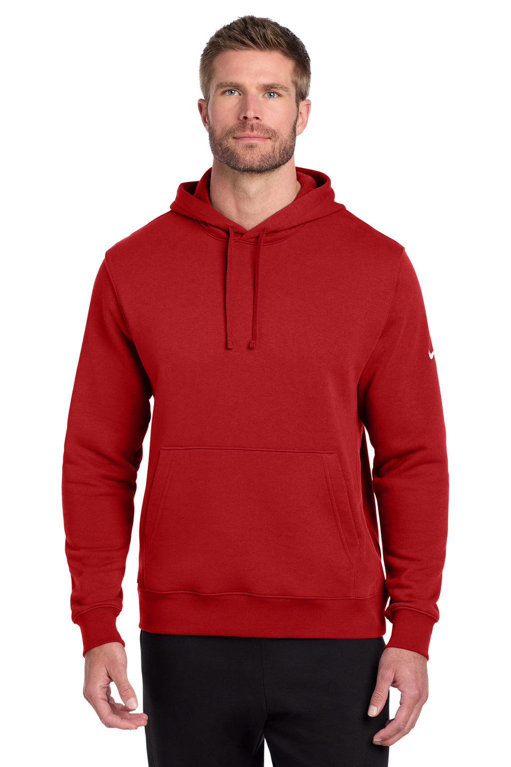 Nike Club Fleece Sleeve Swoosh Pullover Hoodie in University Red - custom logo apparel by Buckeye Branding Co.