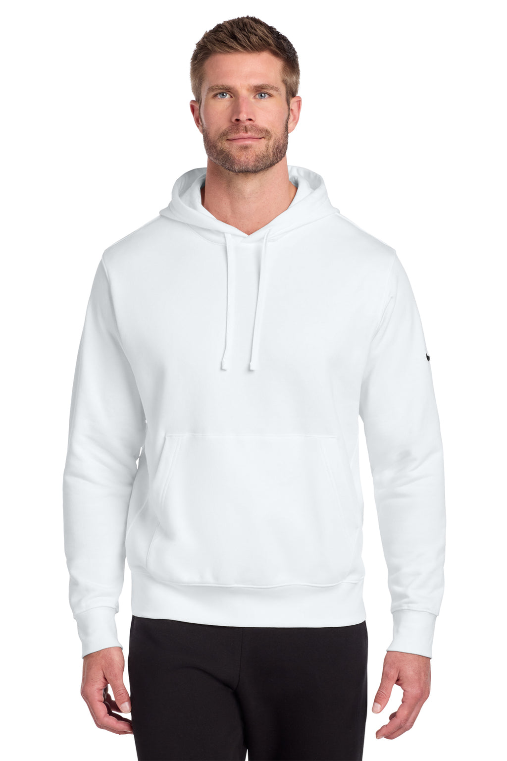 Nike Club Fleece Sleeve Swoosh Pullover Hoodie in White - custom logo apparel by Buckeye Branding Co.