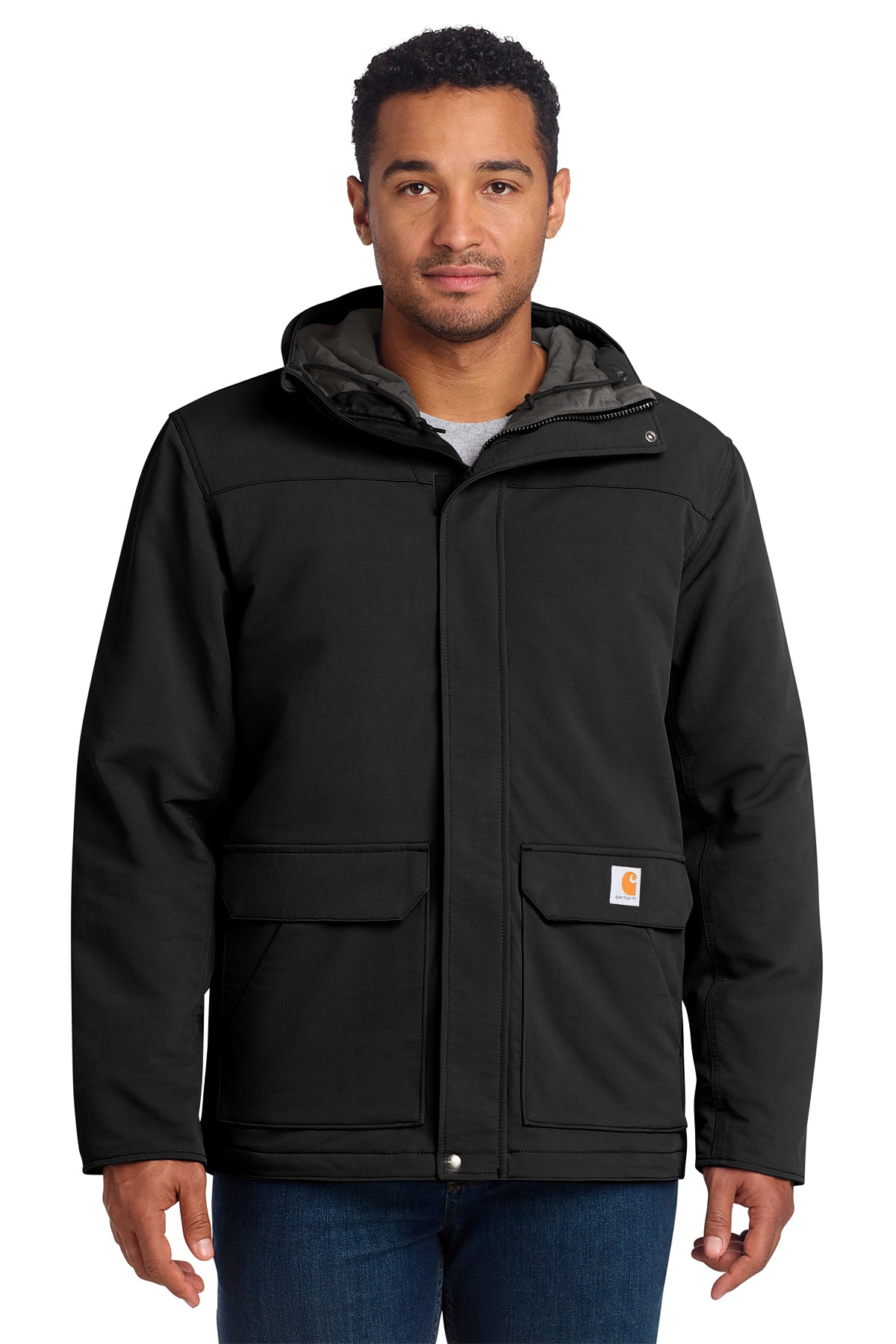 Carhartt Super Dux Insulated Hooded Coat in Black - custom logo apparel by Buckeye Branding Co.