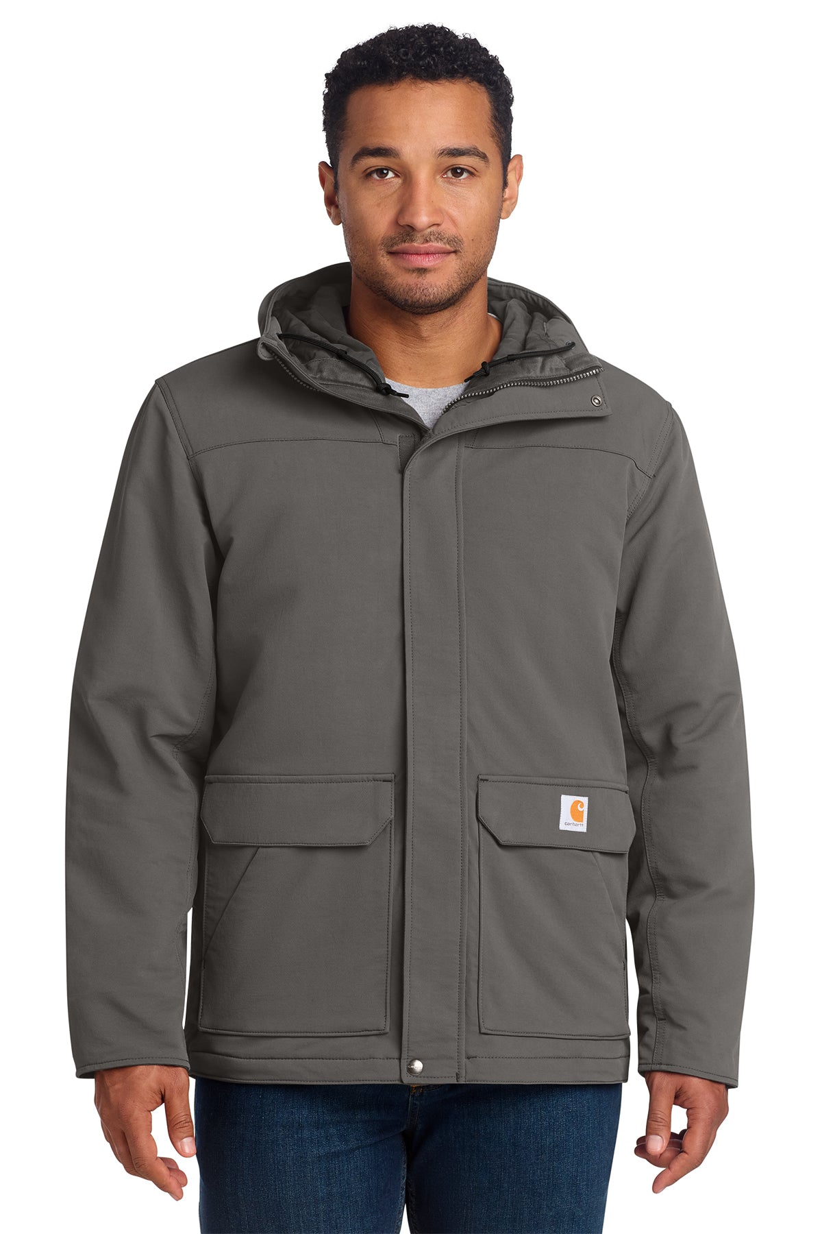 Carhartt Super Dux Insulated Hooded Coat in Gravel - custom logo apparel by Buckeye Branding Co.
