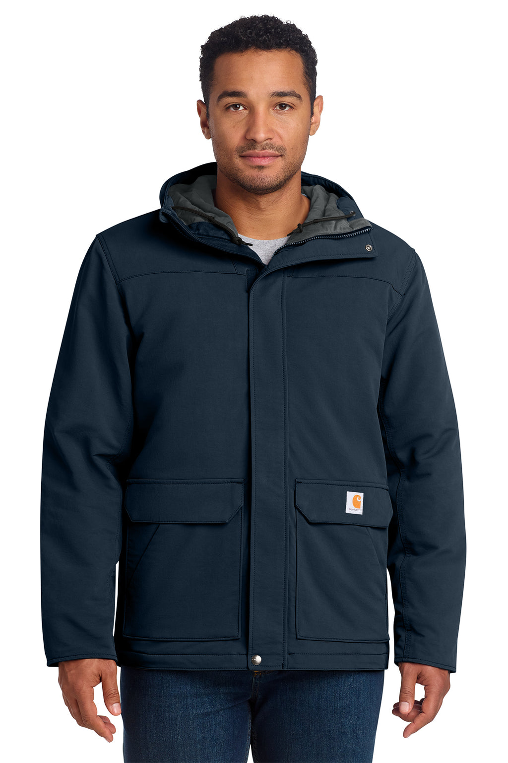 Carhartt Super Dux Insulated Hooded Coat in Navy - custom logo apparel by Buckeye Branding Co.