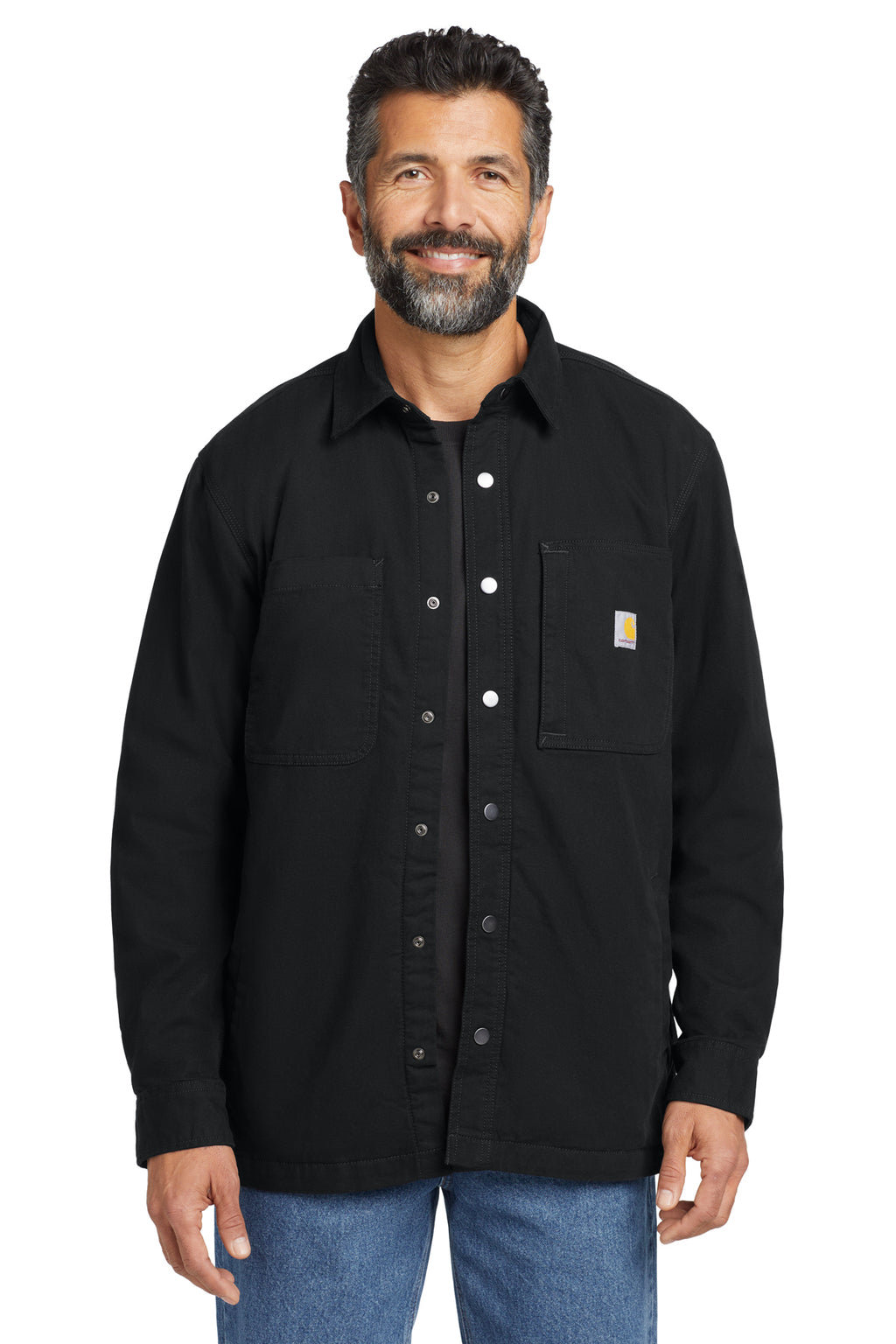 Carhartt Rugged Flex Fleece-Lined Shirt Jac in Black - custom logo apparel by Buckeye Branding Co.