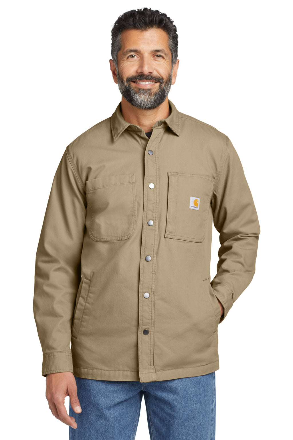 Carhartt Rugged Flex Fleece-Lined Shirt Jac in Dark Khaki - custom logo apparel by Buckeye Branding Co.