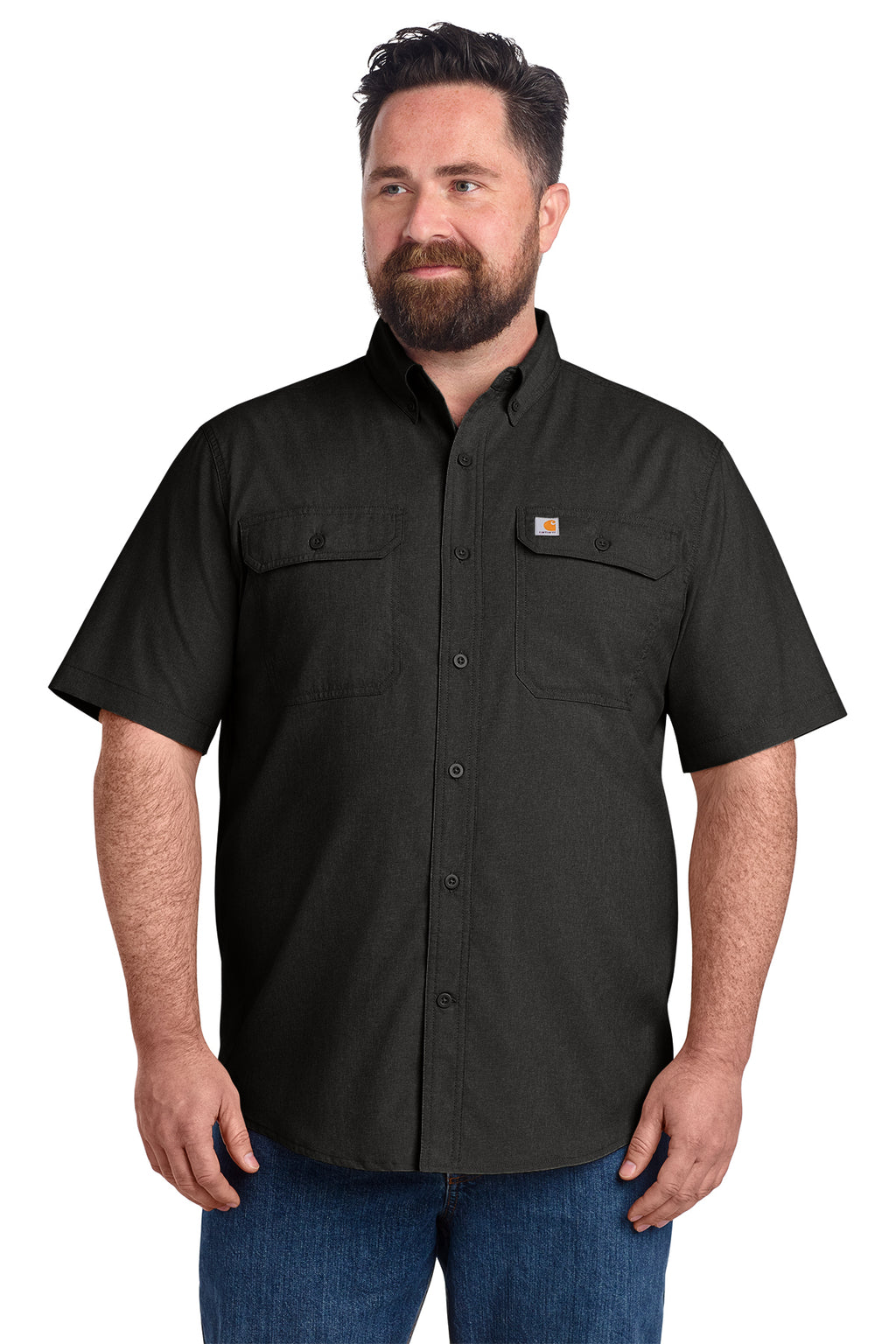 Carhartt Force Solid Short Sleeve Shirt in Black - custom logo apparel by Buckeye Branding Co.