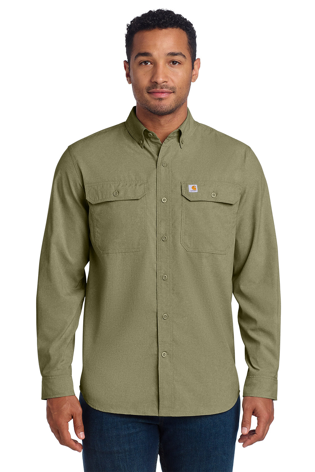 Carhartt Force Solid Long Sleeve Shirt in Burnt Olive - custom logo apparel by Buckeye Branding Co.