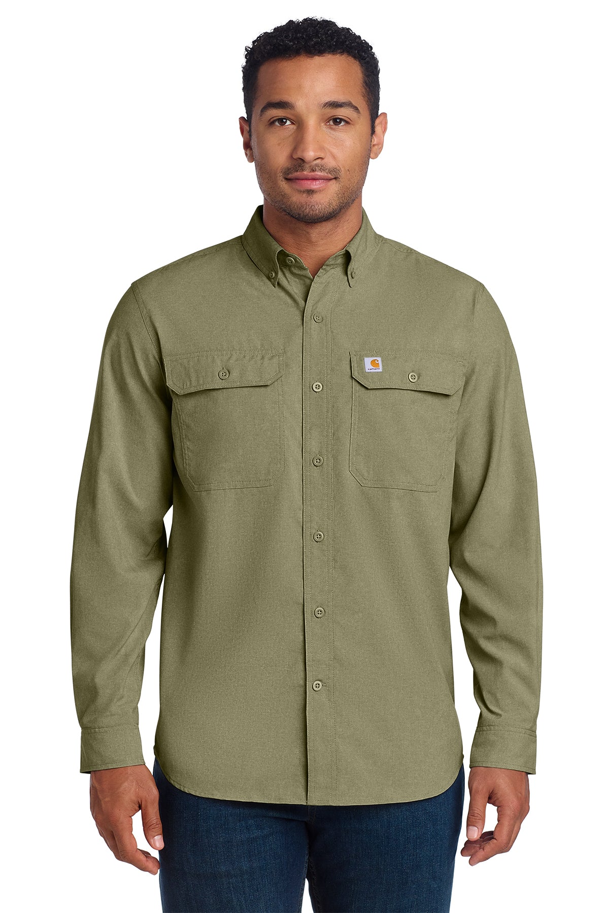 Carhartt Force Solid Long Sleeve Shirt in Burnt Olive - custom logo apparel by Buckeye Branding Co.