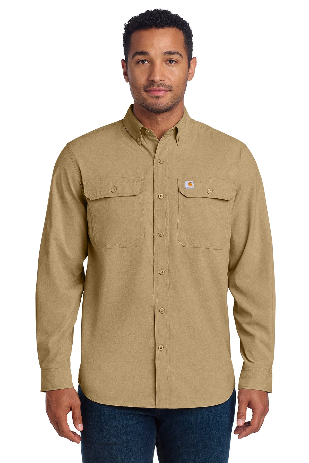Carhartt Force Solid Long Sleeve Shirt in Dark Khaki - custom logo apparel by Buckeye Branding Co.