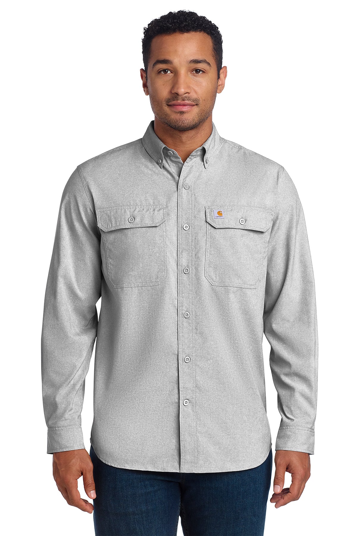 Carhartt Force Solid Long Sleeve Shirt in Steel - custom logo apparel by Buckeye Branding Co.