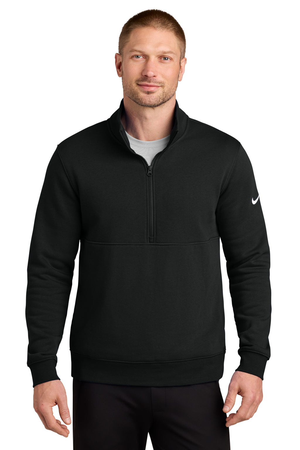 Nike Club Fleece Sleeve Swoosh 1/2-Zip in Black - custom logo apparel by Buckeye Branding Co.