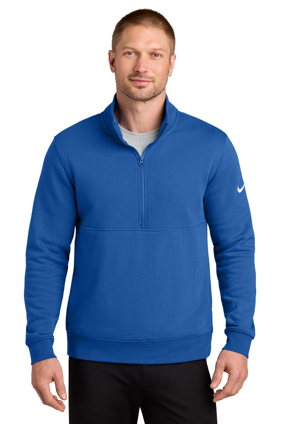 Nike Club Fleece Sleeve Swoosh 1/2-Zip in Game Royal - custom logo apparel by Buckeye Branding Co.