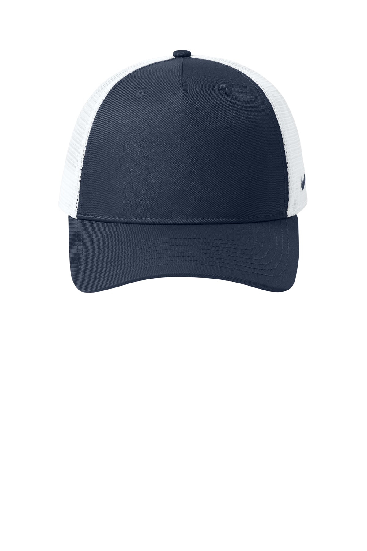 Nike Snapback Mesh Trucker Cap in Navy/White - custom logo hat by Buckeye Branding Co.