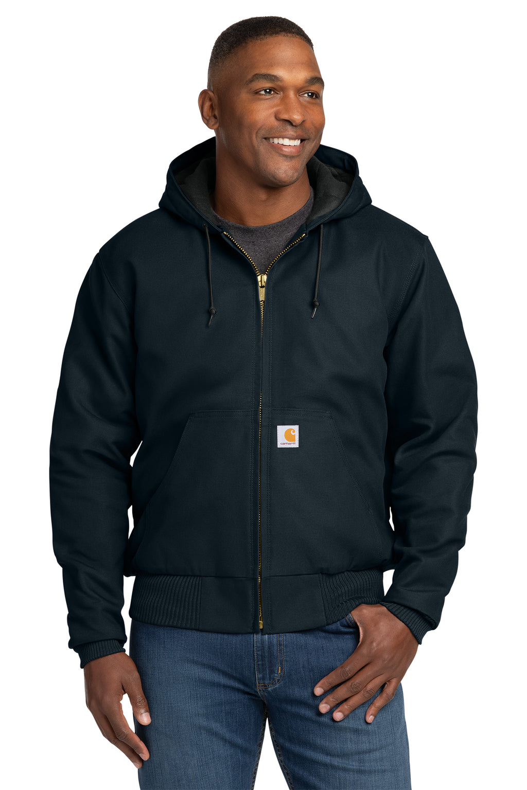 Carhartt Quilted-Flannel-Lined Duck Active Jac in Dark Navy - custom logo apparel by Buckeye Branding Co.