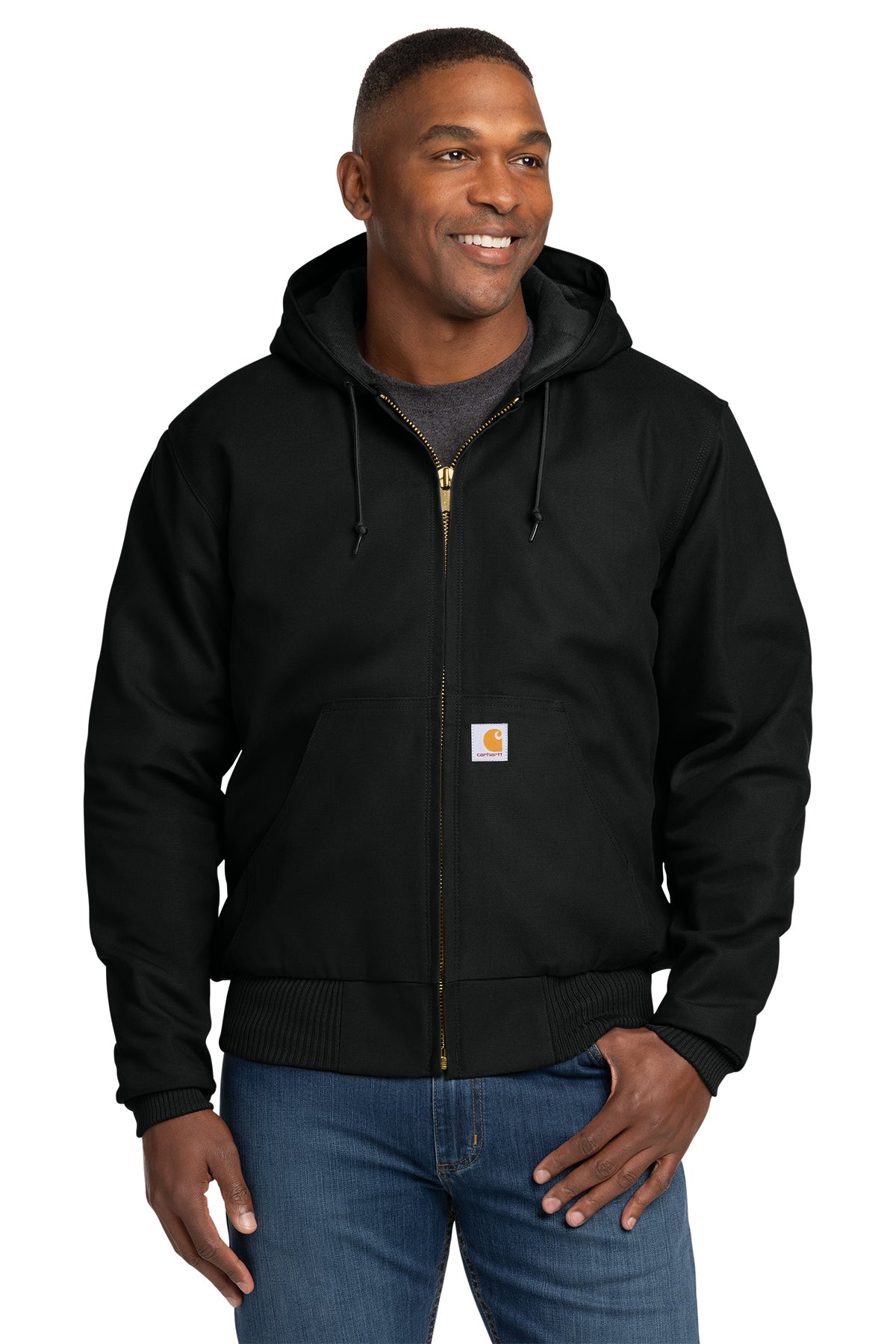 Carhartt Tall Quilted-Flannel-Lined Duck Active Jac in Black - custom logo apparel by Buckeye Branding Co.