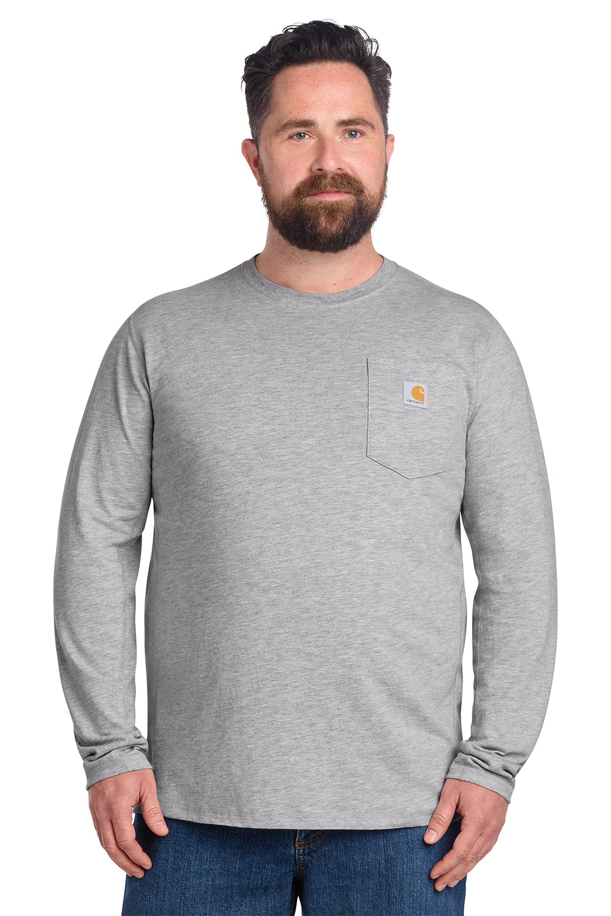Carhartt Force Long Sleeve Pocket T-Shirt in Heather Grey - custom logo apparel by Buckeye Branding Co.