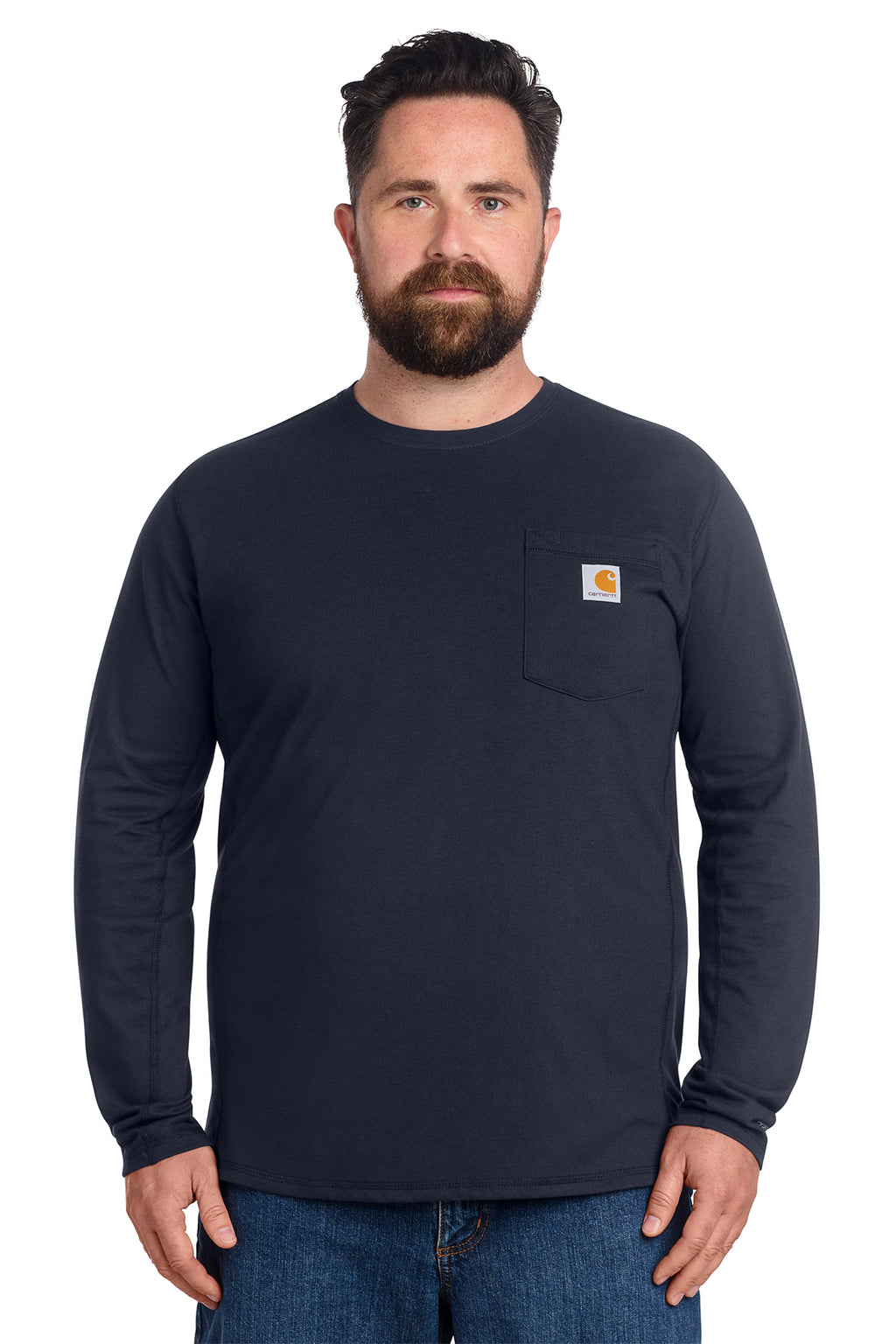 Carhartt Force Long Sleeve Pocket T-Shirt in Navy - custom logo apparel by Buckeye Branding Co.