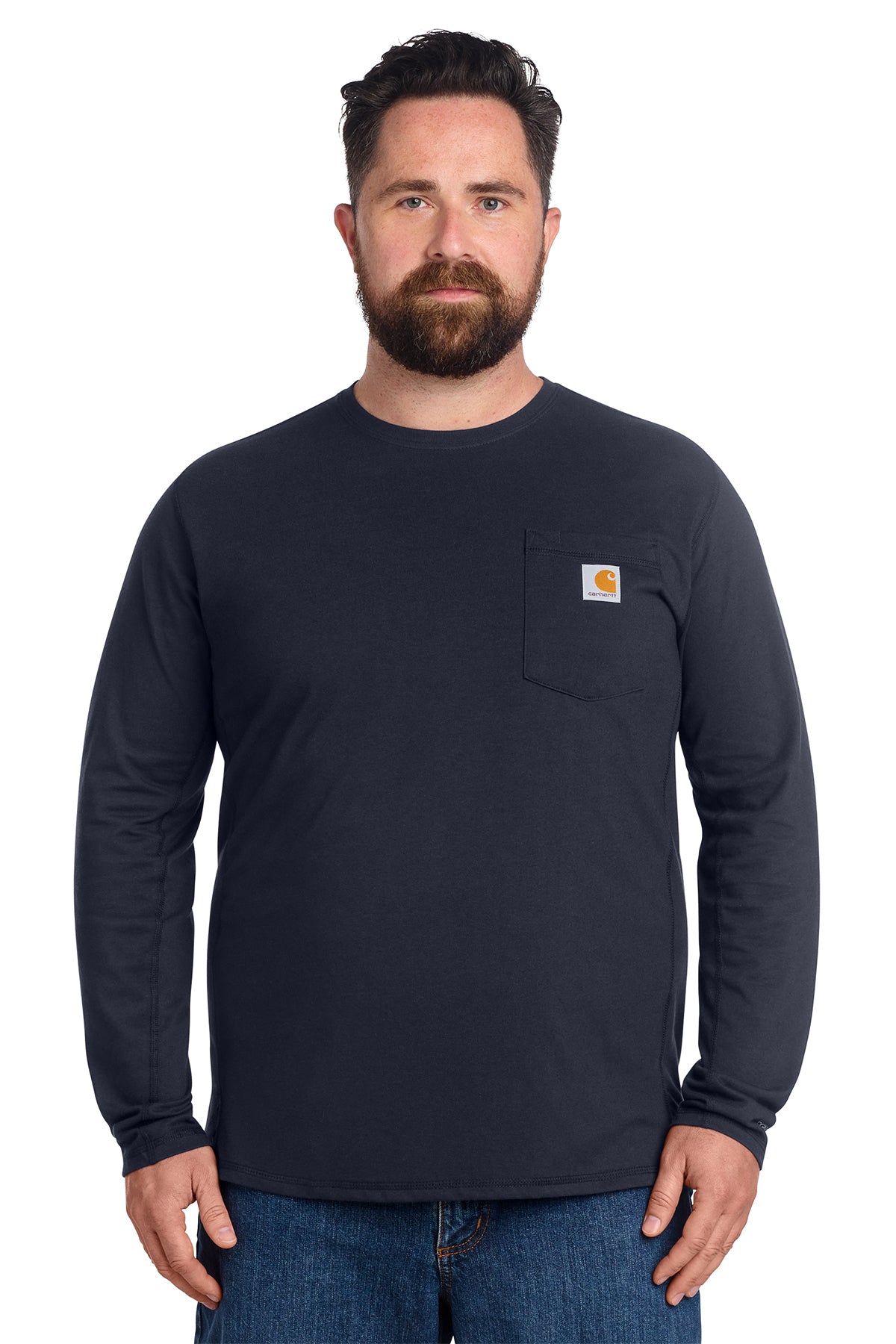 Carhartt Force Long Sleeve Pocket T-Shirt in Navy - custom logo apparel by Buckeye Branding Co.