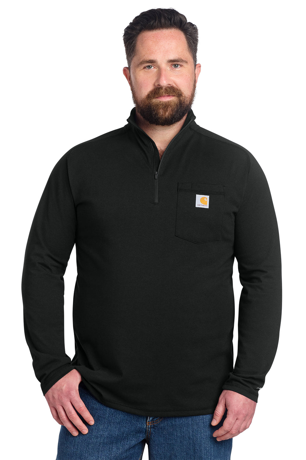 Carhartt Force Quarter-Zip Long Sleeve T-Shirt in Black - custom logo apparel by Buckeye Branding Co.