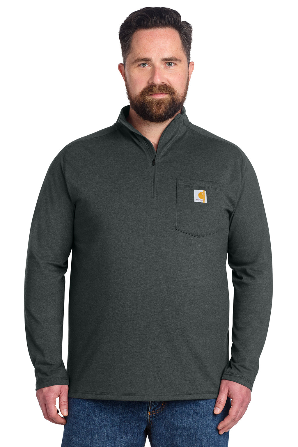 Carhartt Force Quarter-Zip Long Sleeve T-Shirt in Carbon Heather - custom logo apparel by Buckeye Branding Co.
