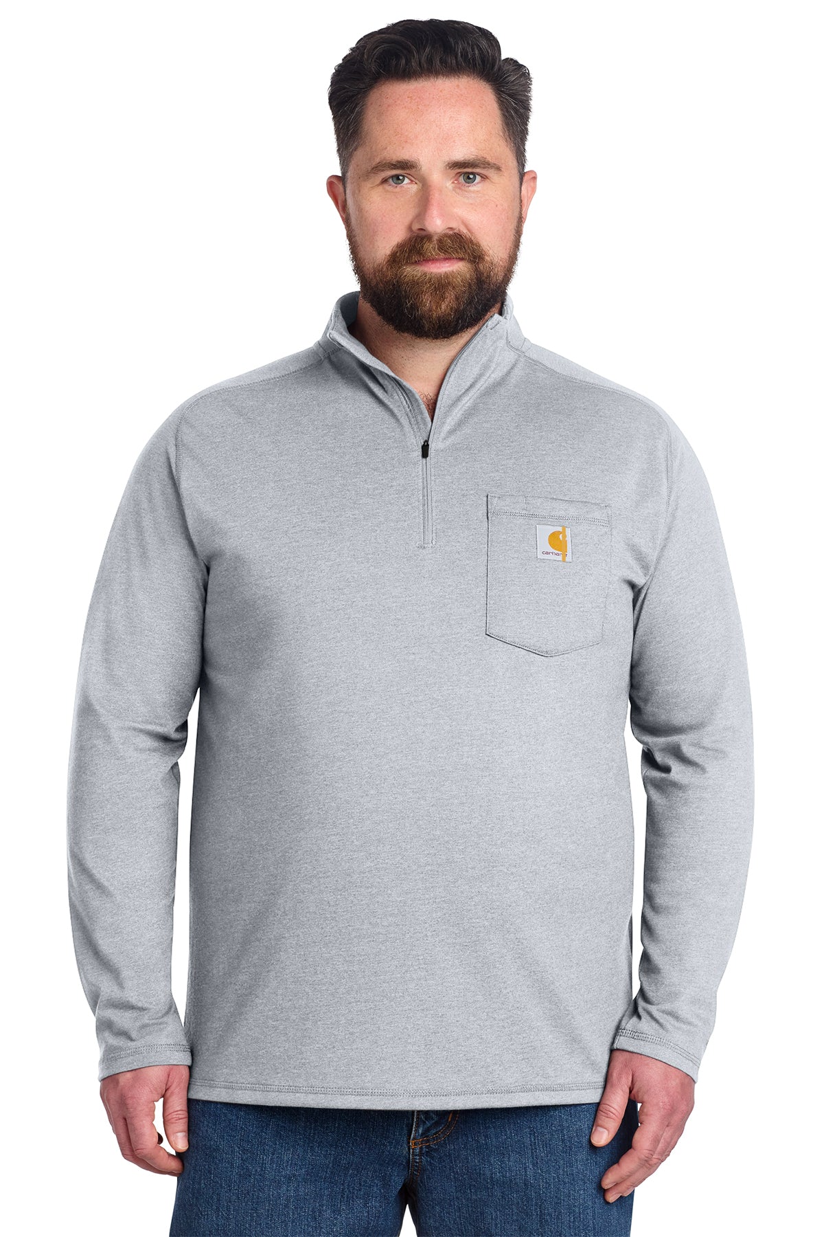 Carhartt Force Quarter-Zip Long Sleeve T-Shirt in Heather Grey - custom logo apparel by Buckeye Branding Co.