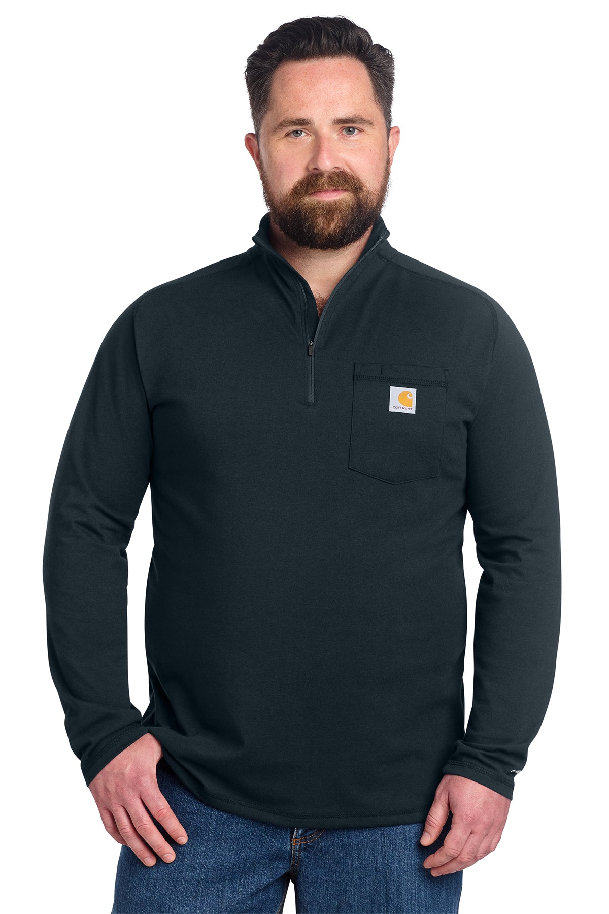 Carhartt Force Quarter-Zip Long Sleeve T-Shirt in Navy - custom logo apparel by Buckeye Branding Co.
