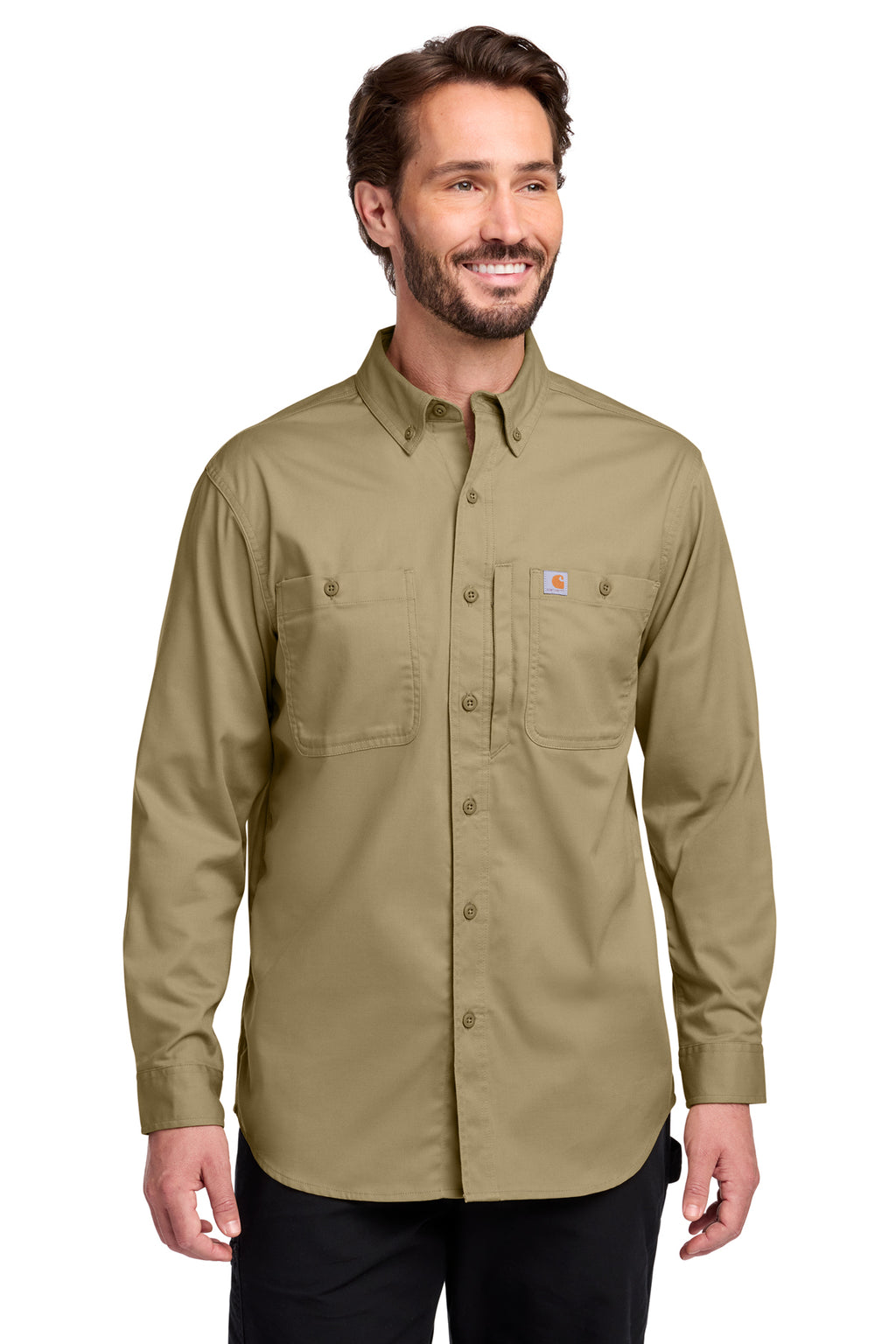 Carhartt Rugged Professional Series Long Sleeve Shirt in Dark Khaki - custom logo apparel by Buckeye Branding Co.