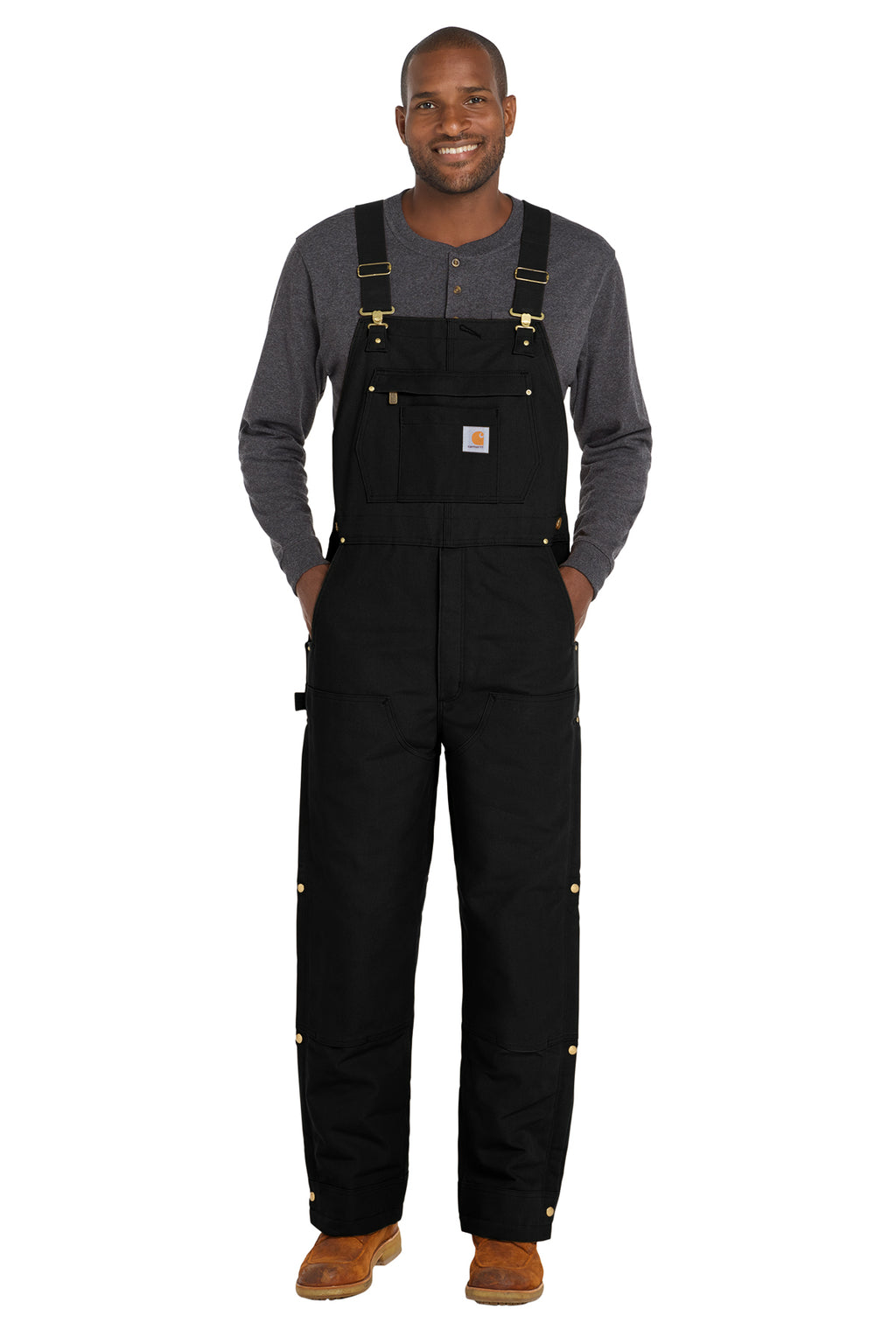 Carhartt Firm Duck Insulated Bib Overalls in Black - custom logo apparel by Buckeye Branding Co.