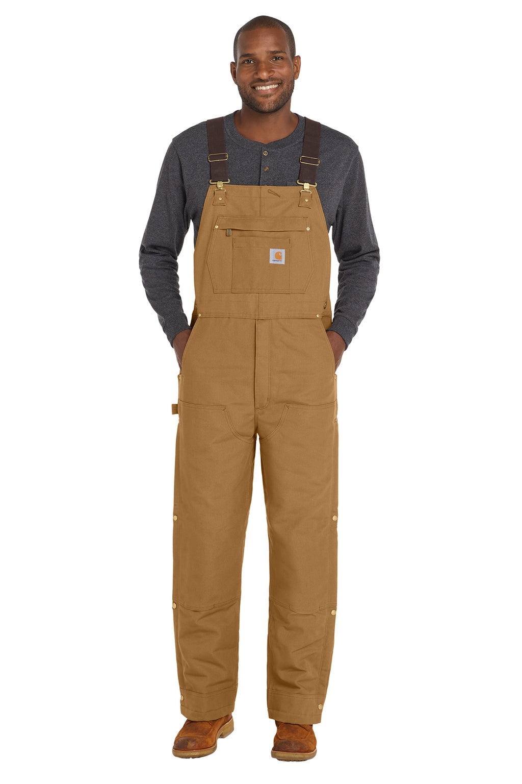 Carhartt Firm Duck Insulated Bib Overalls in Carhartt Brown - custom logo apparel by Buckeye Branding Co.