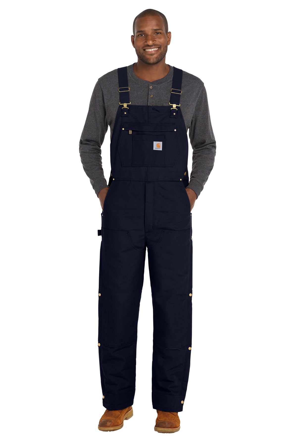 Carhartt Firm Duck Insulated Bib Overalls in Dark Navy - custom logo apparel by Buckeye Branding Co.